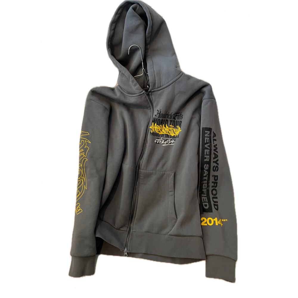 Hoodrich Lifestyle World Tour 2014 Gray Hoodie Mens Large